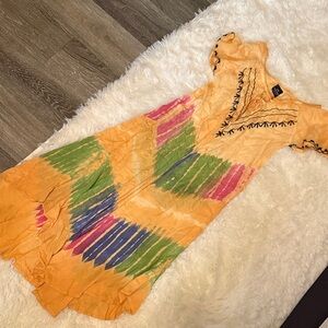 Colorful Embroidered Casual Dress